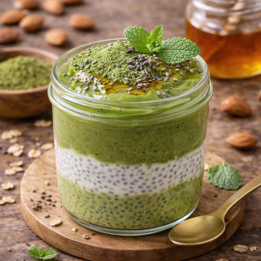 Almond-Milk-Matcha-Pudding Almond Milk Matcha Pudding - Image 1